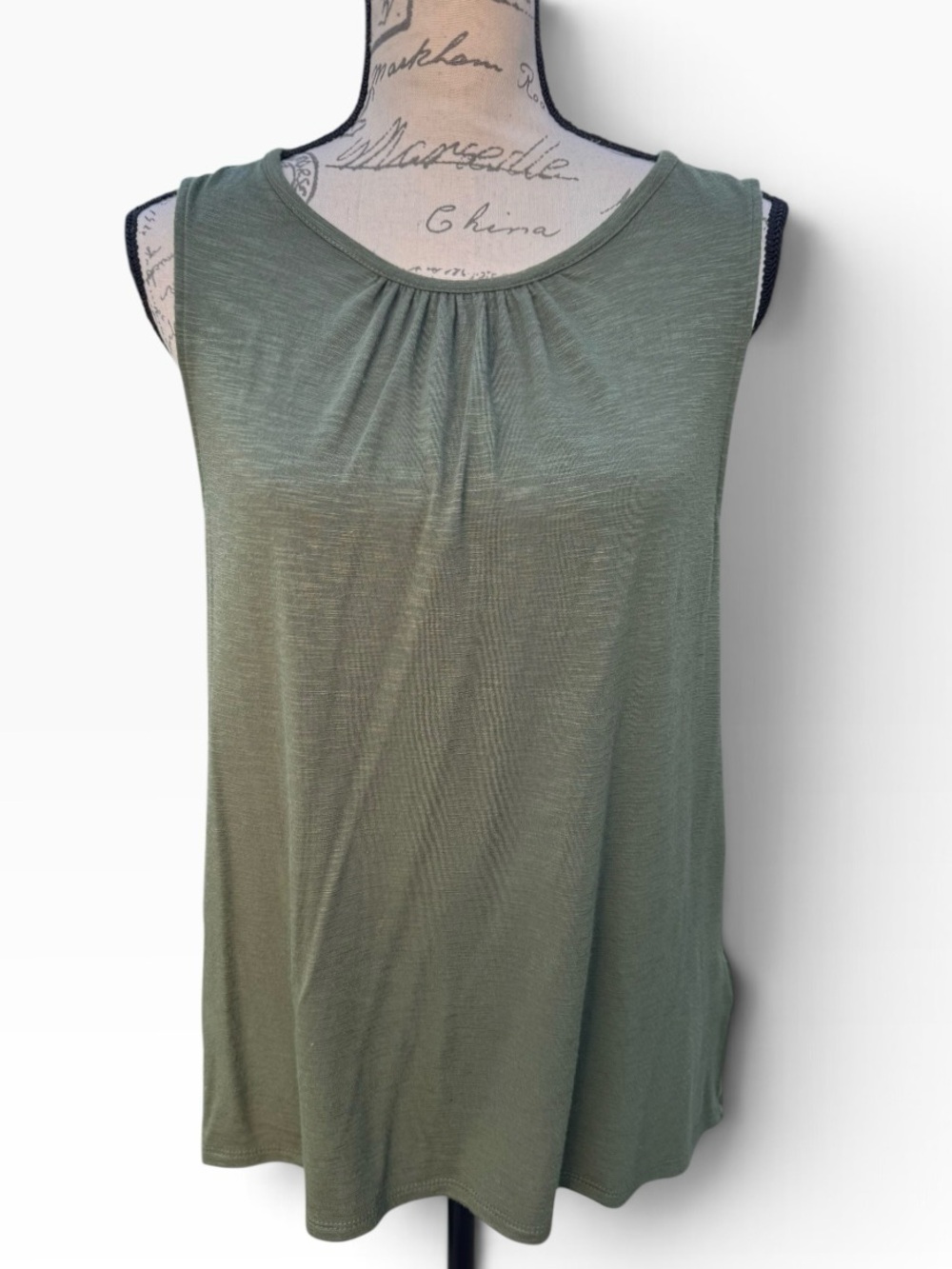 J. Crew Olive Green Gathered Scoop Neck Tank
